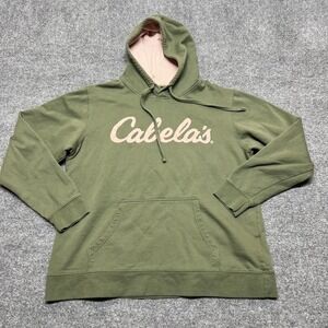 Cabela's Hoodie Womens Large Green Fleece Pullover Kangaroo Pocket Logo Outdoor